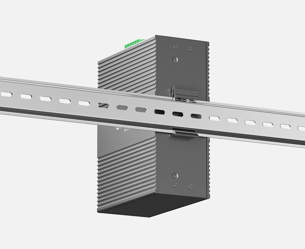 Montaje de switch industrial Omada en carril DIN